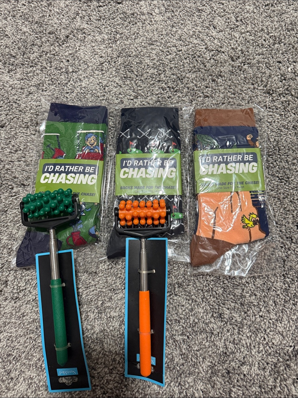 I'd Rather Be Chasing Novelty Socks - Green, Black, Orange